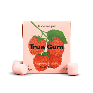 True Gum natūrali kramtomoji guma su avietėmis ir vanile