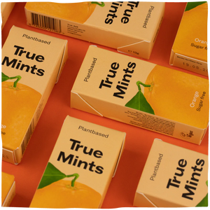 True Mints natūralios čiulpiamosios pastilės apelsinų skonio